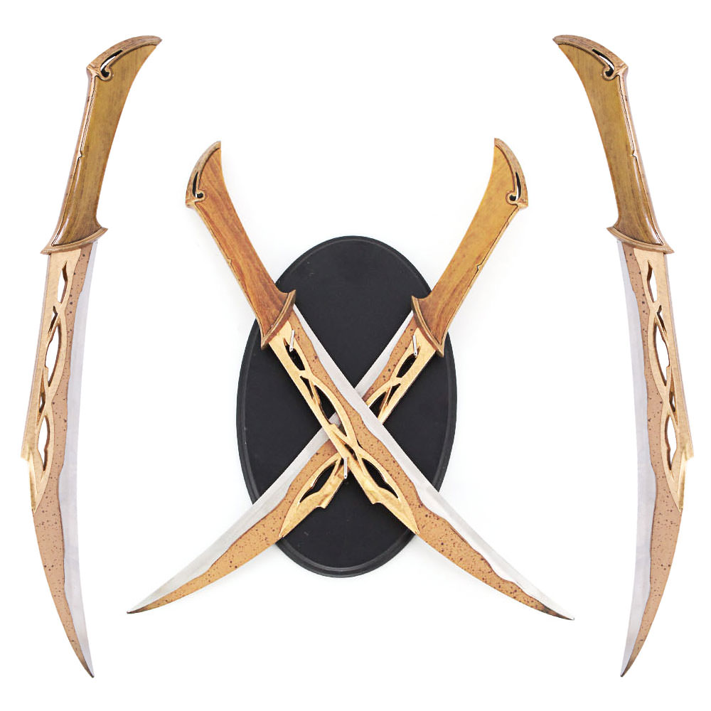 19" Set of 2 Fighting Knives Daggers Short Swords with Wooden Plaque - Tophatter's Army Products & Self Defense Collectible Weapons - Tophatter Daily Deals
